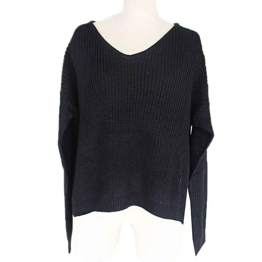 Women Sexy Off Shoulder Split Knitted Sweater Autumn Winter Brand Black Pullovers Knitwear White Jumper Pull Femmel Sweater