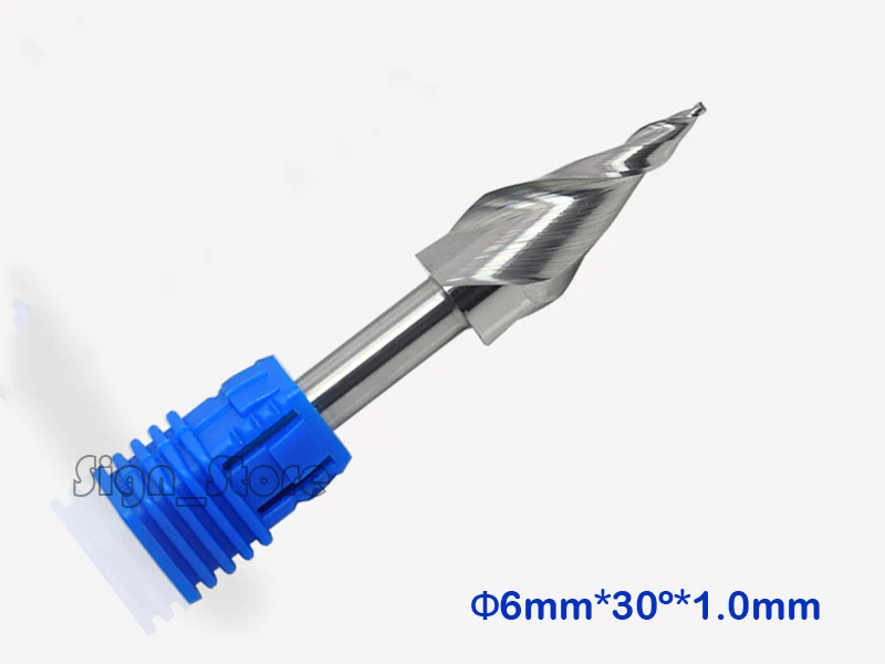 

1Pcs AA HQ 6*30Degree*1.0MM Mini Letter Cutting Cutter, Taper Two Flute Ball Nose Spiral Carbide CNC Router Bits, LED Mini Word