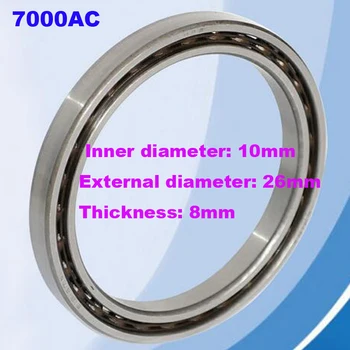 

High Quality 2Pcs/Lot 7000AC Steel Material Mininature Bearing Angular Contact Bearing 10*26*8mm