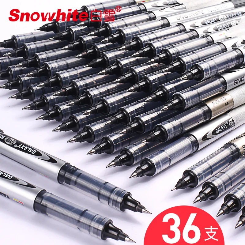 36/40 шт. SNOWHITE Ручка-роллер прямые жидкостные Быстросохнущий на водной основе гелевая ручка 0,5 мм для деловых подписей Kawaii школьные принадлежности