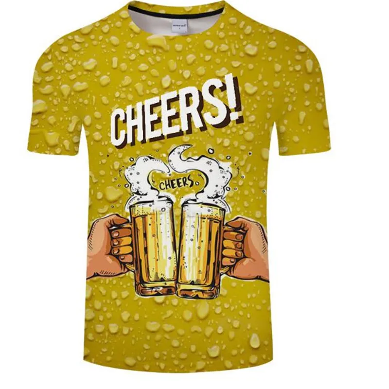 Новинка Мужская 3D футболка банки пива печатных хип хоп Crewneck короткий рукав мужчины/женщины футболки топы Азиатский размер футболка 6xl - Color: picture color