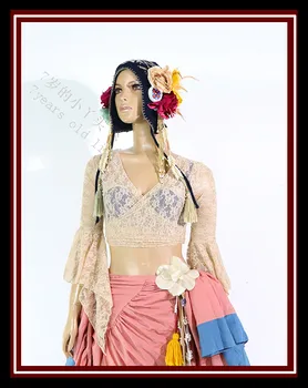 

Lace Belly Dance Top Flamenco Dance Top korea lace Blouse Top with Trumpet Sleeves DI74