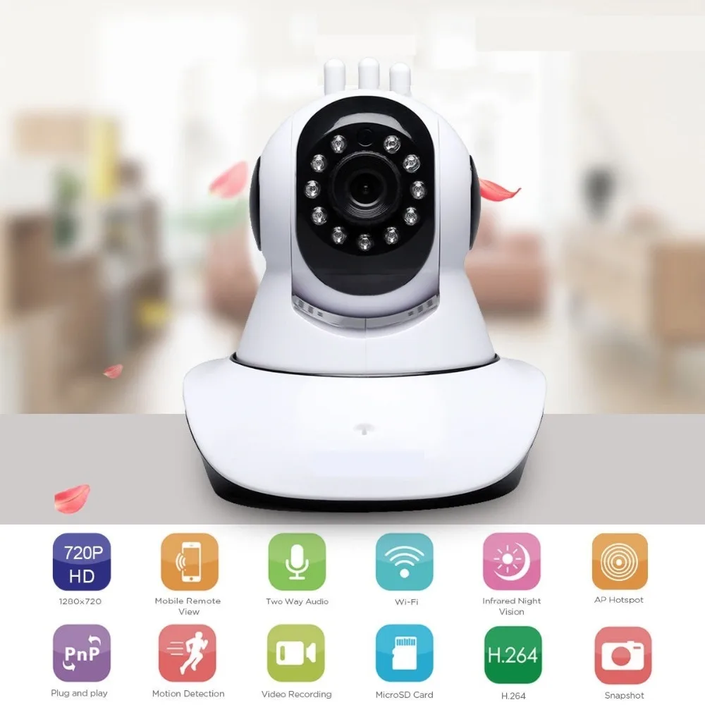 

Wireless Wifi Alarm Camera 720P HD IP Network Camera Pan/Tilt 360 Degree IR Security Baby/Pet Monitor CAM Motion Detection