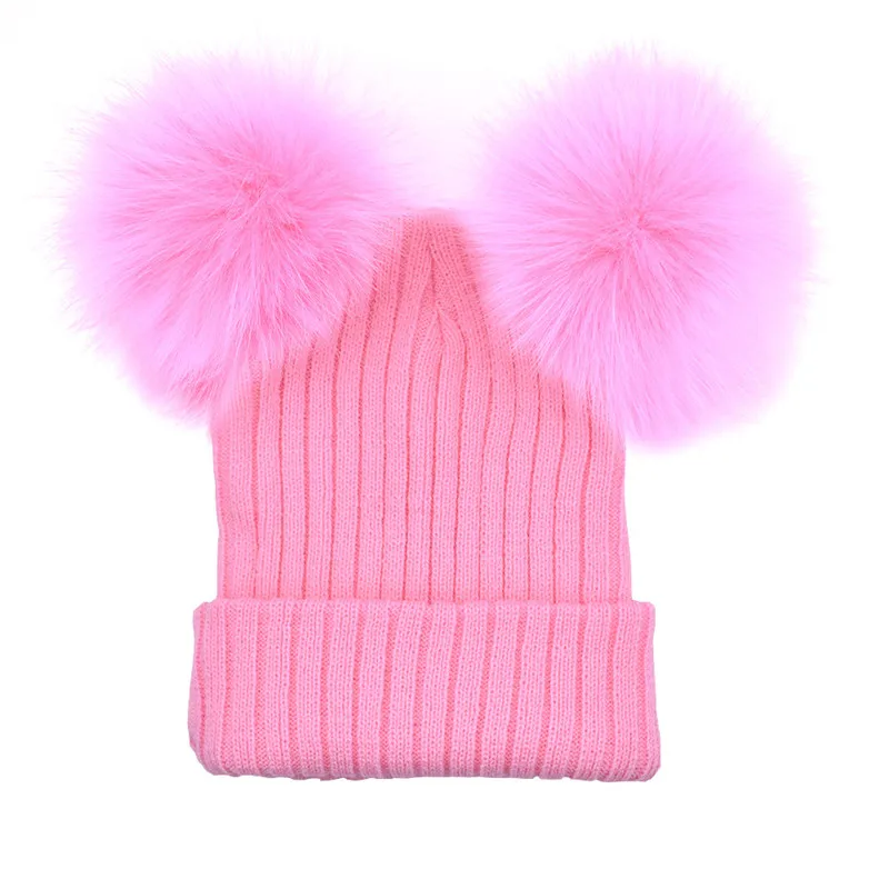 Шапка женская зимняя вязаная с двумя помпонами|fur pompom hat|pom pom beaniespompom hat |