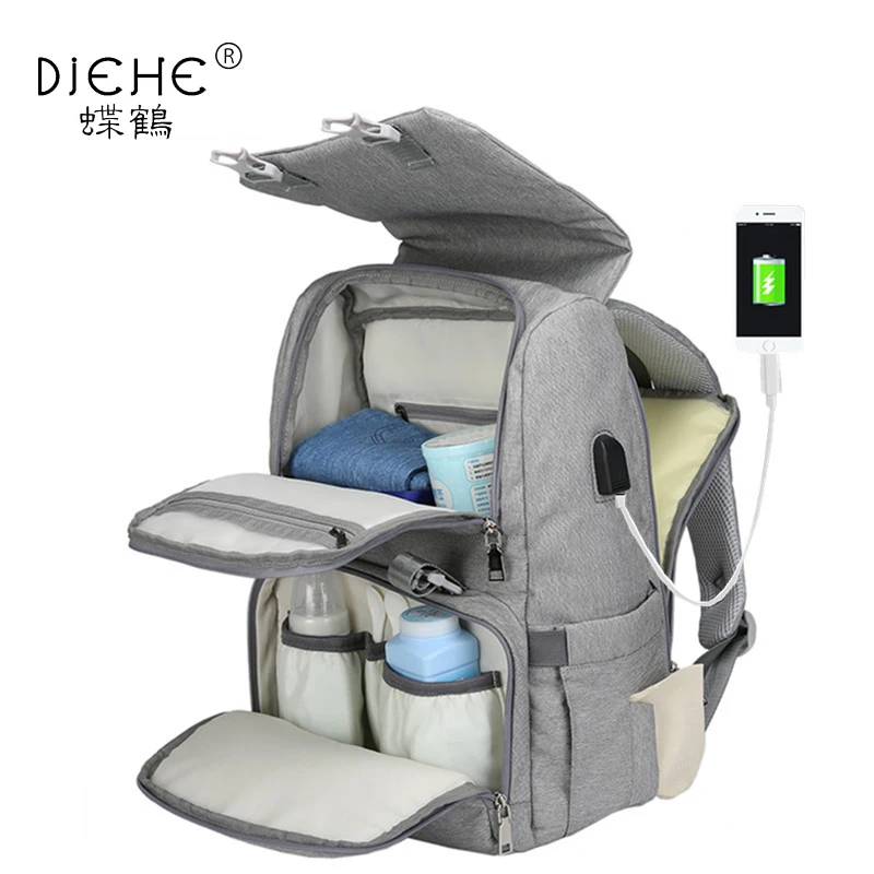 

High Quality Woman Nylon Bag with USB Interface Large Capacity Waterproof Bag Women Backpack Travel Backpacks Nursing Backpack