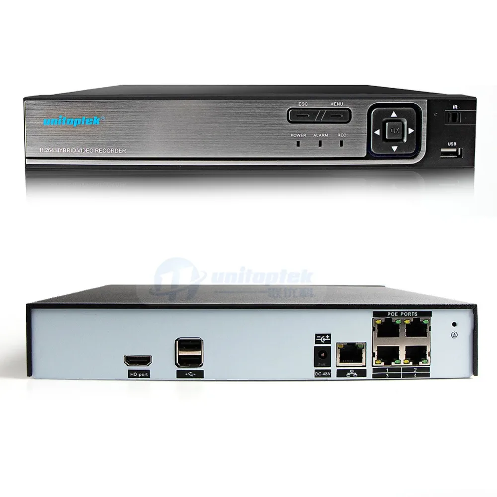 H.265/H.264 4CH 48 V POE IP Камера CCTV NVR безопасности Система наблюдения P2P ONVIF 4*5 Мп/8*4 Мп