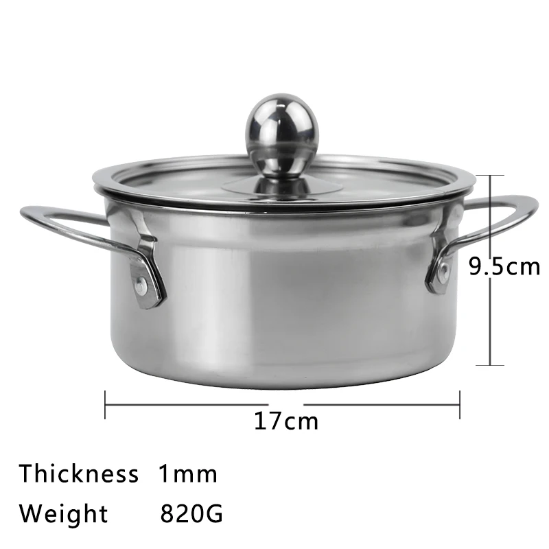 Cooking pots and pans stainless steel cookware hotpot soup pans noodles milk pots suitable for home and restaurant - Color: 17cm