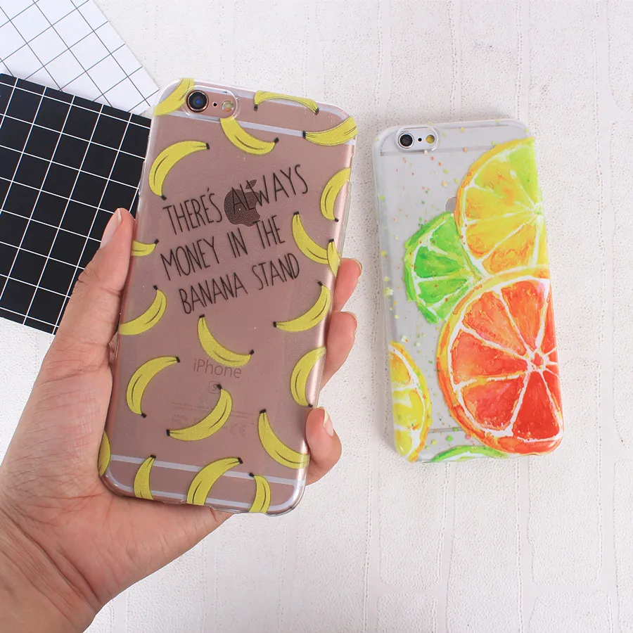 

Joykiworld Lemon Thin Clear Transparent Shell For Apple Iphone 5 5S SE 6 6S 7 Plus Phone Case Banana Pattern Coque