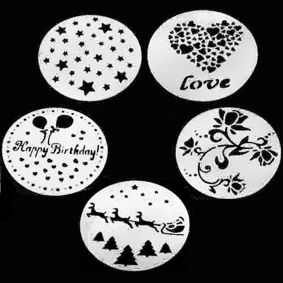 

5Pcs/set DIY Sugar Craft Cake Stencils Fondant Cutter Reusable Mold Decorating Tool Baking Accessories