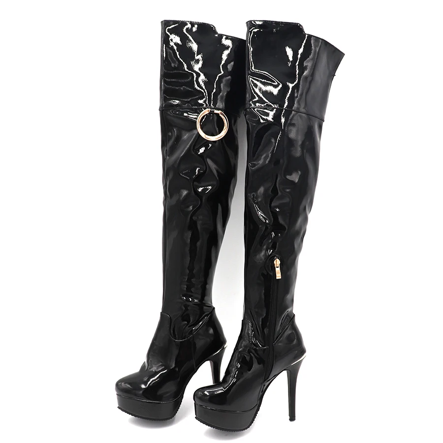 Mujer Stiletto Alta Zapatos Negro rojo Invierno blanco Apretado Los Fiesta Tacones Altos Plataforma De Enmayla Botas 1xdqg1