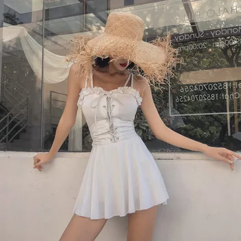 

Swimsuit Women One Piece Woman Swimsuits 2019 Women's Swimwear Separate Bikini Solid Female Bubble That Wipe Bosom New Skirt