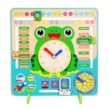 Детские когнитивные часы Монтессори для обучения времени, деревянные принадлежности, календарь, Ранние развивающие игрушки для детей, подарок