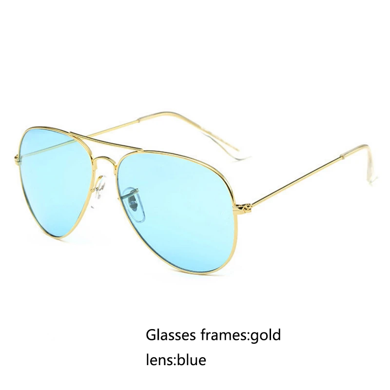 Авиационные Солнцезащитные очки женские мужские классические пилот водитель солнцезащитные очки для женщин мужские женские брендовые дизайнерские Oculos de sol UV400 - Цвет линз: Blue