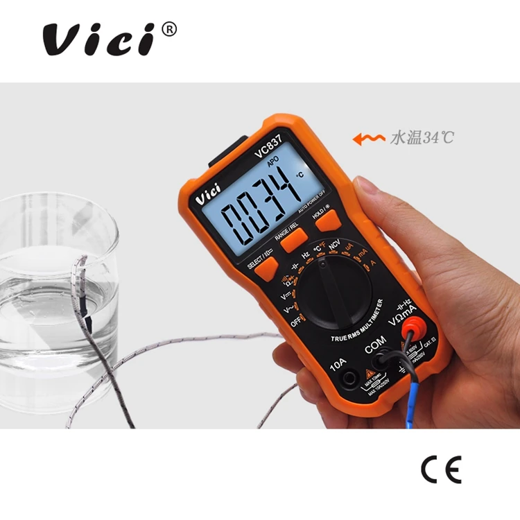 ZYL-YL Precise Instrument VC837 Digital Multimeter NCV Function DMM RMS 3 5/6 Auto Range Capacitance Resistance Frequency Duty Cycle Data Retention 6000 Count Multi Tester 