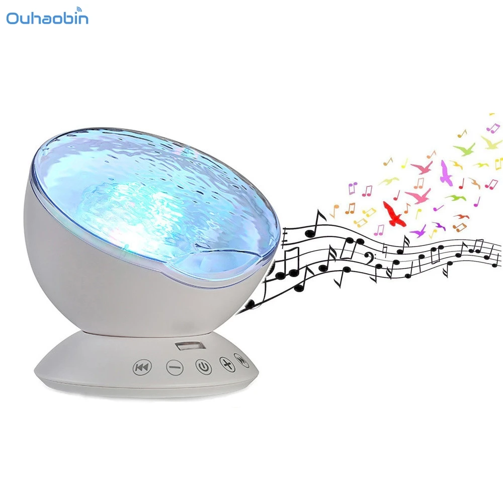 

Ouhaobin 2018 Sleep Soother Remote Control Audio Ocean Wave Projector 12 LED With Built-in Mini Music Player Oct13