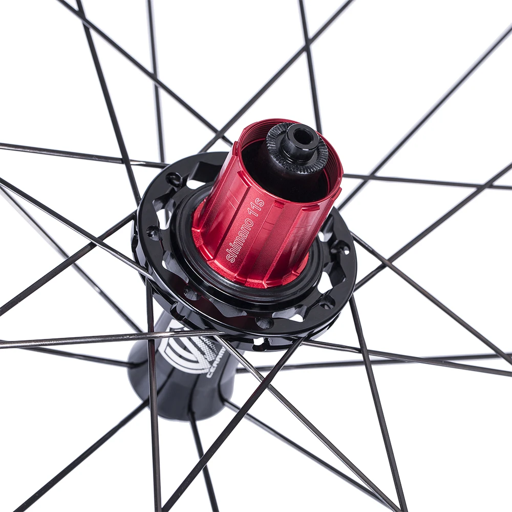 Winspace Carbon Road Bike Wheel Straight Pull Low Resistance Ceramic Hub 25mm Wider Tubular Clincher Tubeless 700c Wheelset