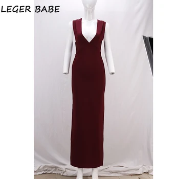 

Long Deep V Neck Red Bandage Gown Dress Sexy 2019 New Red Elegant Party Dress Long Evening Vestido Ladies Outfits Sexy Dresses