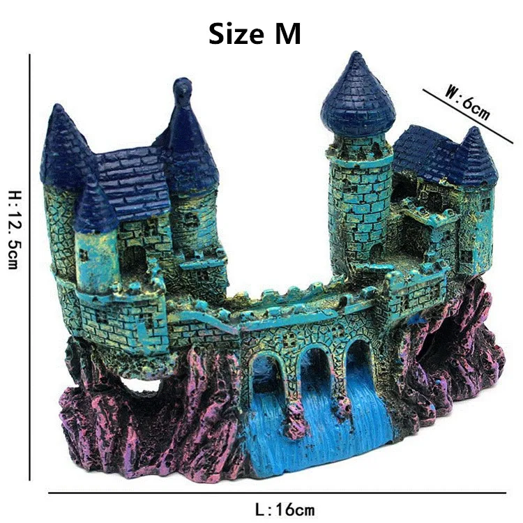 Смола мультфильм замок украшения для аквариума замок башня украшения аквариум аксессуары украшения искусственная пещера для Рыбок - Цвет: M