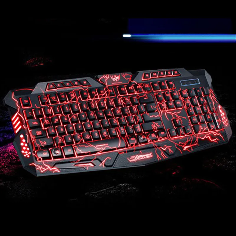 

3 Colors USB Illuminated Led Backlit Backlight Gaming Crack Keyboard M200 4.9