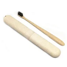 Экологичная зубная щётка, Экстра мягкая зубная щетка с пшеничной соломенная ручка и Binchotan щетины, портативная зубная щетка с зубной щеткой