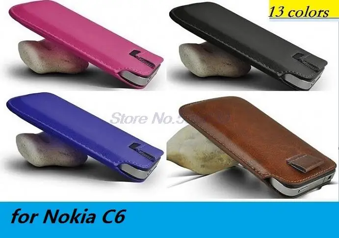 for Nokia C6 Luxury PU Leather Sleeve Bag Pull Tab Pouch Case Cover Cell Phone Accessories case |