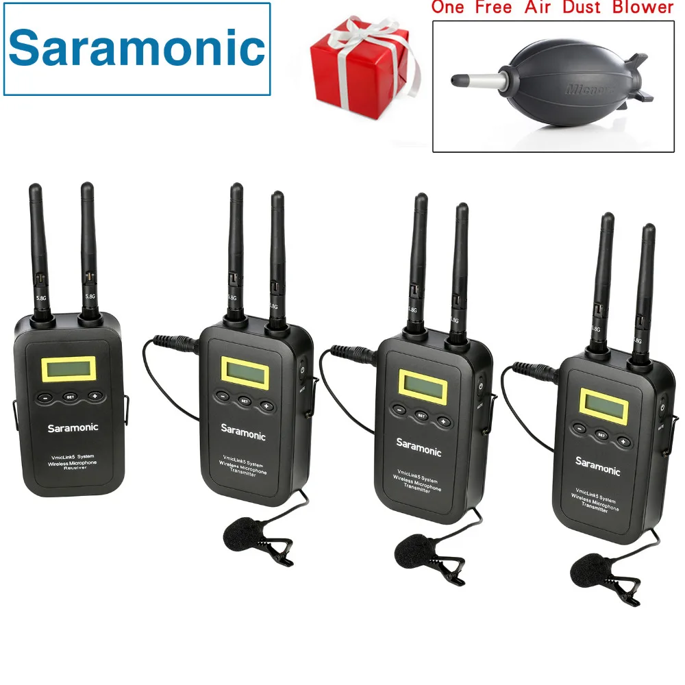 

Saramonic 5.8GHz Wireless Lavalier Microphone System VmicLink5 3 Transmitters & 1 Receiver for Canon EOS Nikon D3300 DSLR Camera
