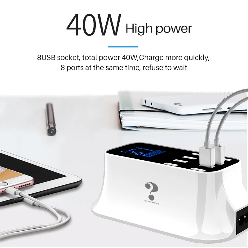universal smart usb fast charger for Samsung galaxy Xiaomi wall adapter charging station HUB Led display desktop power socket universal smart usb fast charger for Samsung galaxy Xiaomi wall adapter charging station HUB Led display desktop power socket