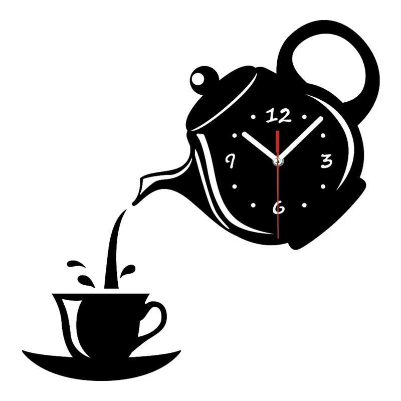 Креативные DIY акриловые кофейные чашки чайник 3D настенные часы декоративные кухонные настенные часы гостиная столовая домашний декор часы
