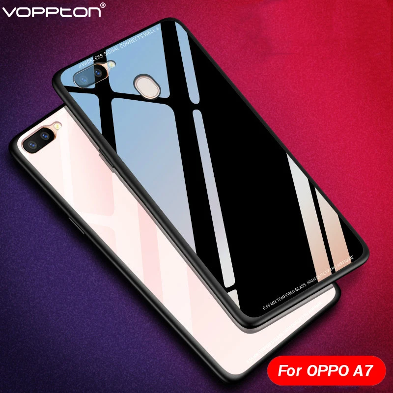 Vopton для OPPO A7 AX7 чехол Мягкая Рамка глянцевый закаленное стекло Твердый на заднюю
