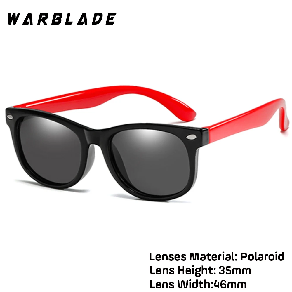 WarBLade Girls Sunglasses TR90 Silicone UV400 Child Baby Eyewear Kids Sun glasses Children Glasses Polarized Lenses Girls Boys - Цвет линз: black red