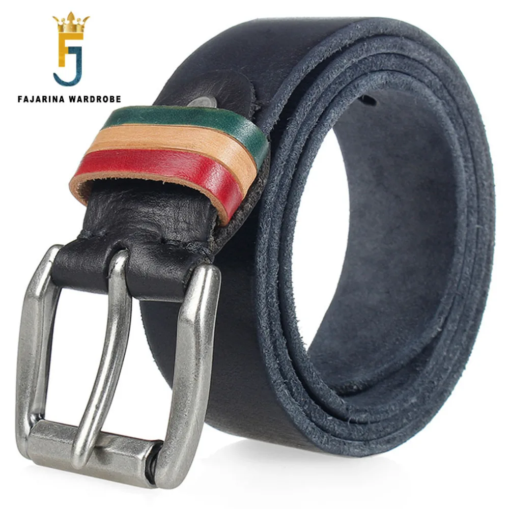 FAJARINA Unisex Retro Style Cow Skin Belt 3.8cm Wide New Design Top Quality Genuine Leather Belts Straps Male Female N17FJ325