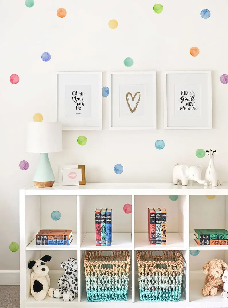 DreamArts наклейки на стену с акварельными точками радуги неправильной формы в горошек Декоративные наклейки на стены для детской комнаты