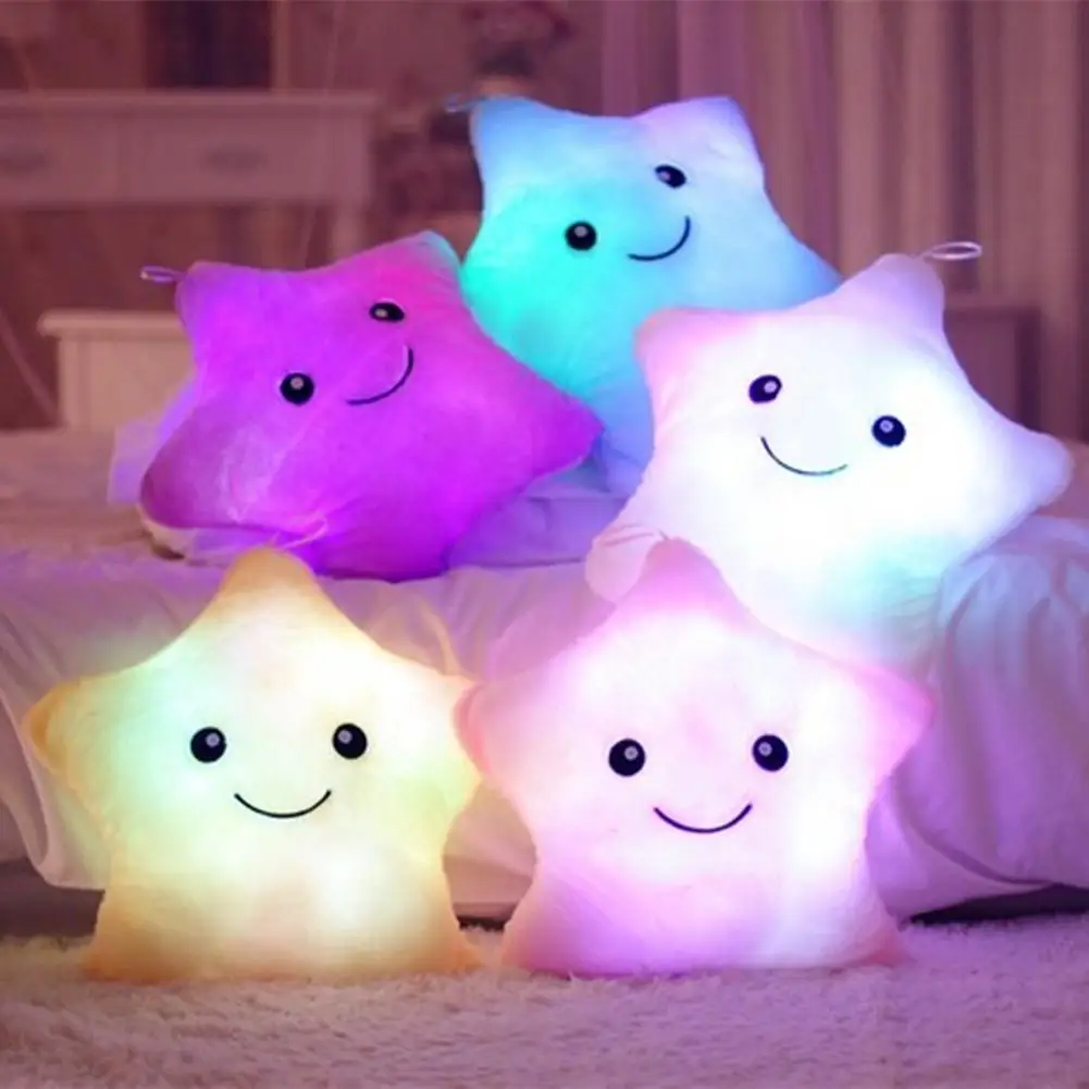 

HOT SALE Smile Star LED Glowing Light Stuffed Soft Plush Cushion Pillow Home Sofa Decor