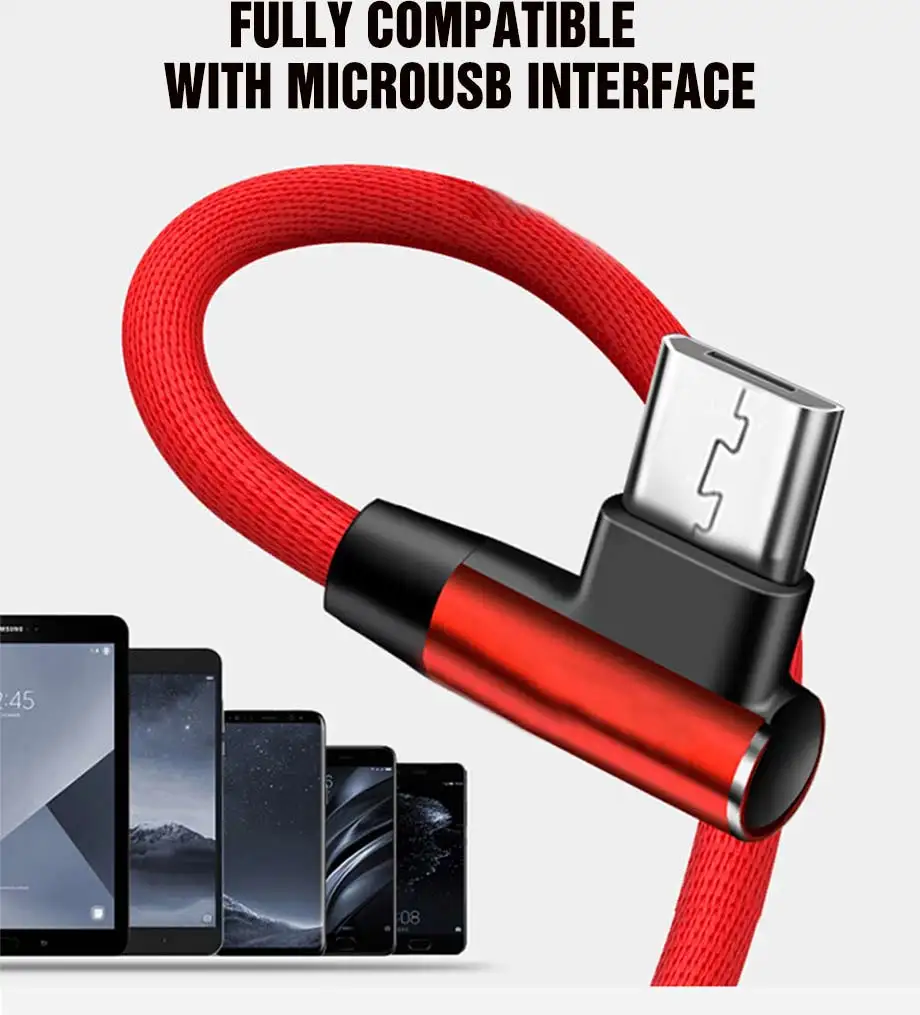 Кабель Micro USB 90 градусов для передачи данных для samsung S8 S9 Android phone 3A type-C кабель быстрой зарядки для huawei Xiaomi Tablet Cable