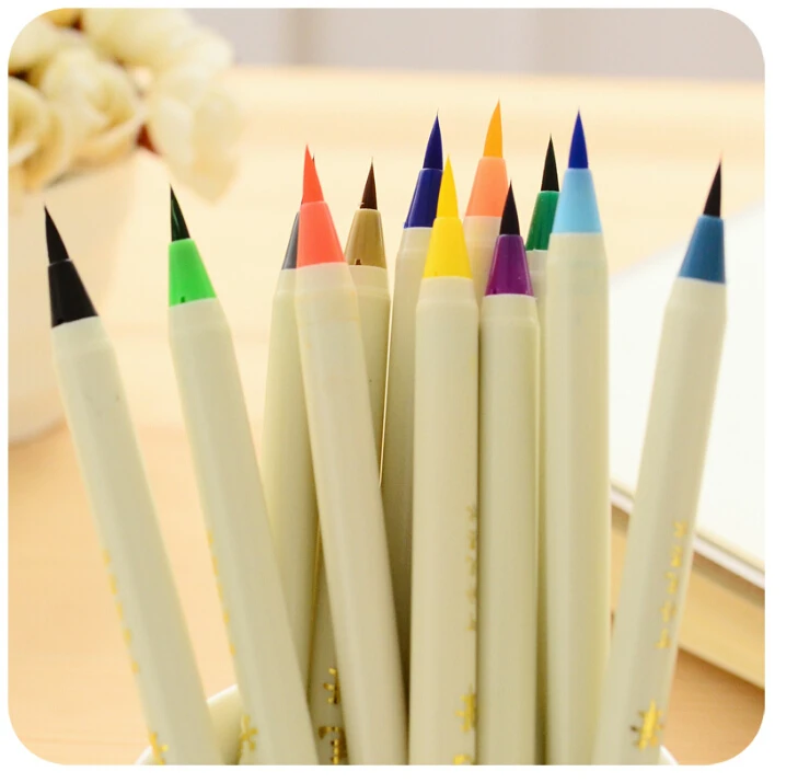 New 6pcs/lot Diversity Color Brush Pen with INK Calligraphy Brushes
