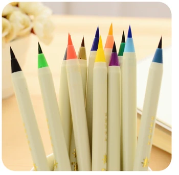 

New 6pcs/lot Diversity Color Brush Pen with INK Calligraphy Brushes Refillable Soft Nylon Calligraphy Watercolor Pen Painting