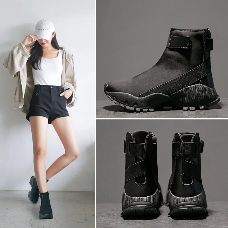 

SWYIVY High Top Sneakers Shoes Winter Plush Velvet Warm Female Casual Sock Shoes Hook Loop 2018 Autumn Winter Snow Sneakers 40