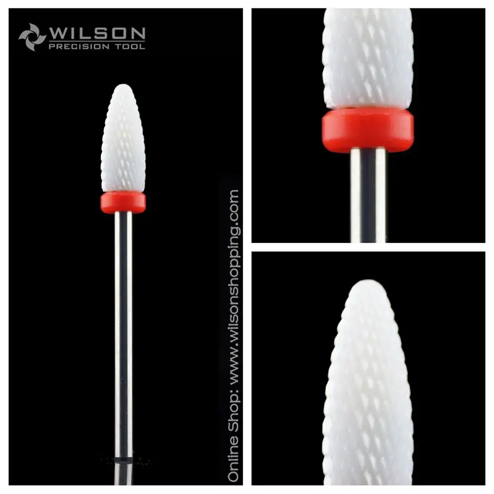 Left Handed Person Flame Bit Fine(6100248) White Ceramic Nail Drill Bit