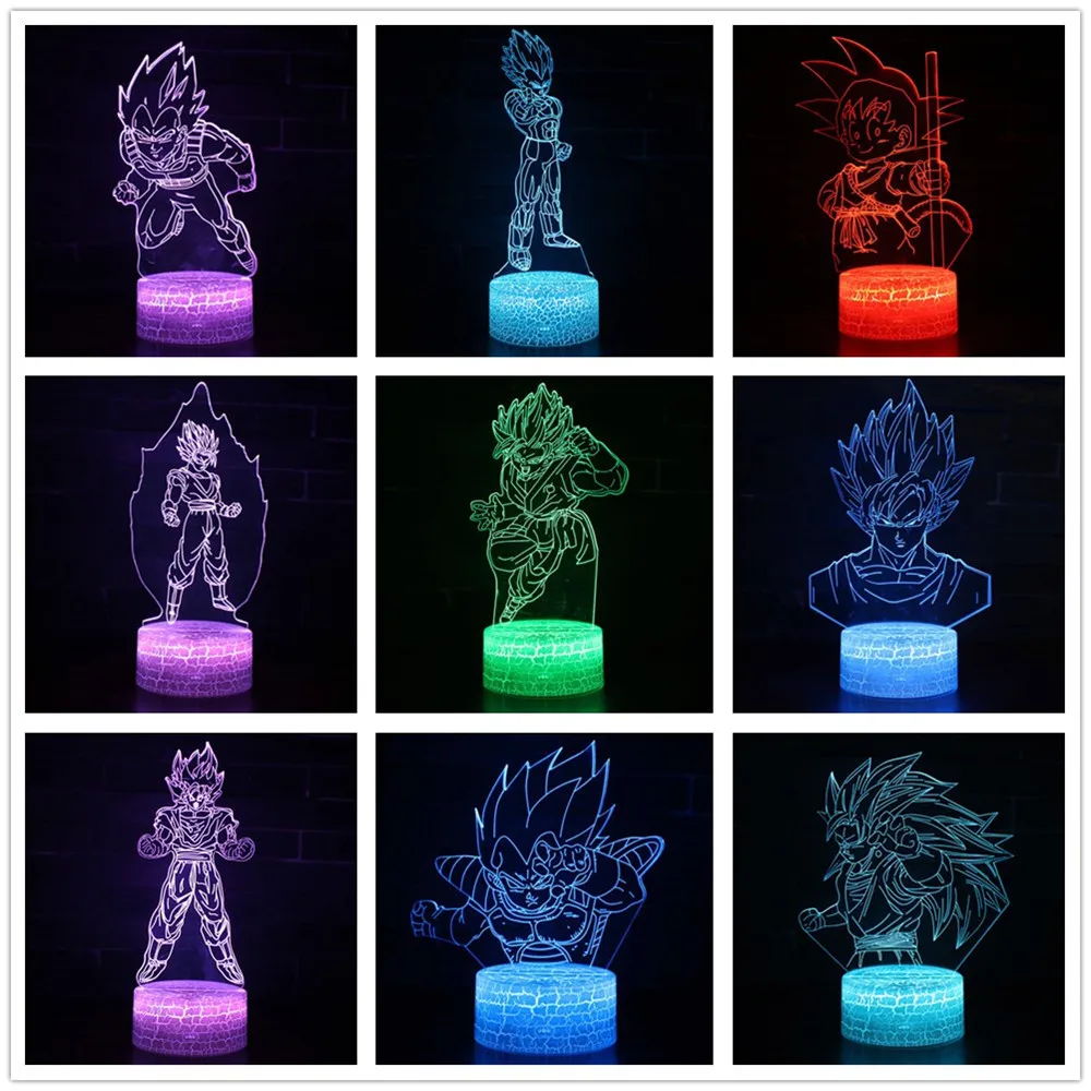 

3D Lamp Dragon Ball Kakarot Vegeta Son Gohan Trunks Cell Cyborg Freeza 7 Color change 3D LED Night Light