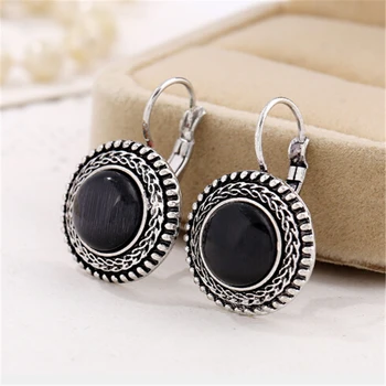 Carved Vintage Tibetan Silver Earrings