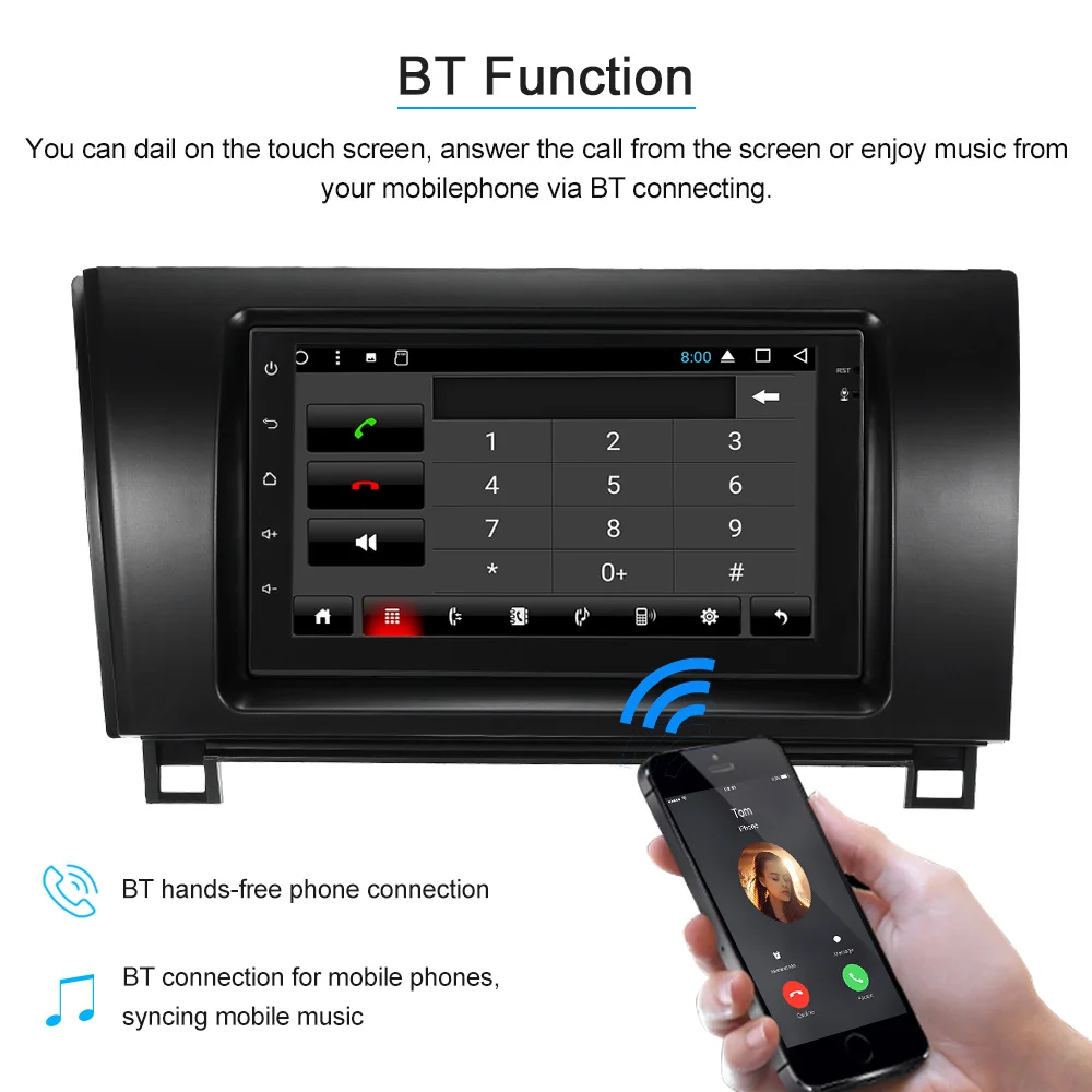 Excellent Car radio 7" Touchscreen 2din android autoradio Stereo Receiver rearview mirror Music Player for Toyota Sequoia Tundra 2008-2013 3