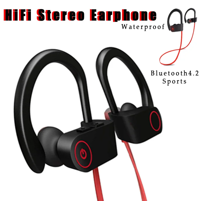 

High Quality U8 Bluetooth Earphone Wireless Headphone Ear Hook Sport Earphone Waterproof Headset+Mic for iPhone Android xiaomi