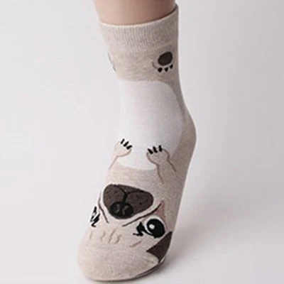 Женские милые носки с Мопсом, милые Мультяшные носки в Корейском стиле, модные хлопковые носки без пятки с принтом для женщин, Chaussette Femme, 3D забавные носки - Цвет: 1Pair Style 5