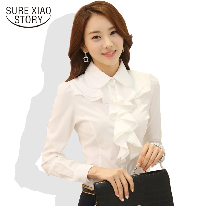 2018 whiite Chiffon blouse shirt Long Sleeve women Shirts Korean Fashion Ruffles Ladies Black Office Blouses Women Cothes 8C81 2018 whiite Chiffon blouse shirt Long Sleeve women Shirts Korean Fashion Ruffles Ladies Black Office Blouses Women Cothes 8C81