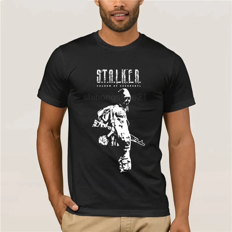 

T Shirts Stalker SOC White Shadow of Chernobyl Cotton Tee Shirts Relaxed Fit Short Sleeve T-Shirts Men Crew Collar