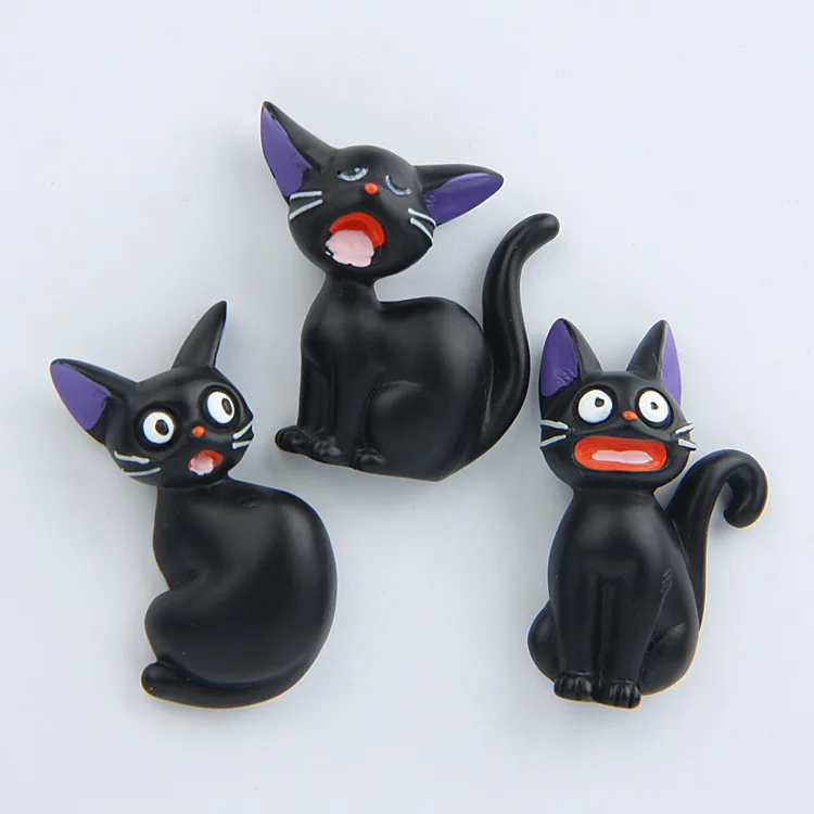366 Mignon Chat Noir Japon Dessin Animé Créatif 3d Action Figure Magnétique Stiker Maison Poupée Belle Dessin Animé Version Miniature Modèle In