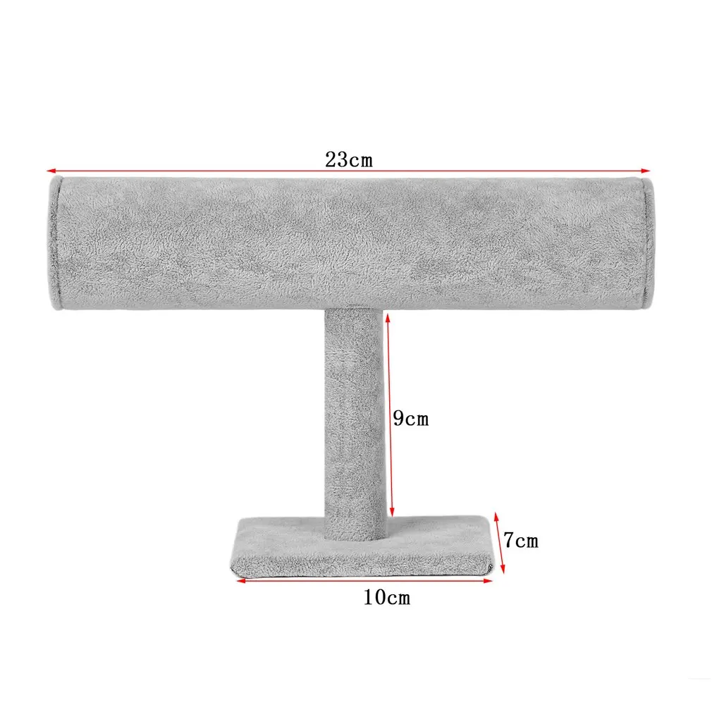 Черный бархат/кожа Т-образная стойка для ювелирных изделий, органайзер, твердая подставка, держатель для браслета, цепочки, ожерелья, часы, модное ювелирное изделие, дисплей