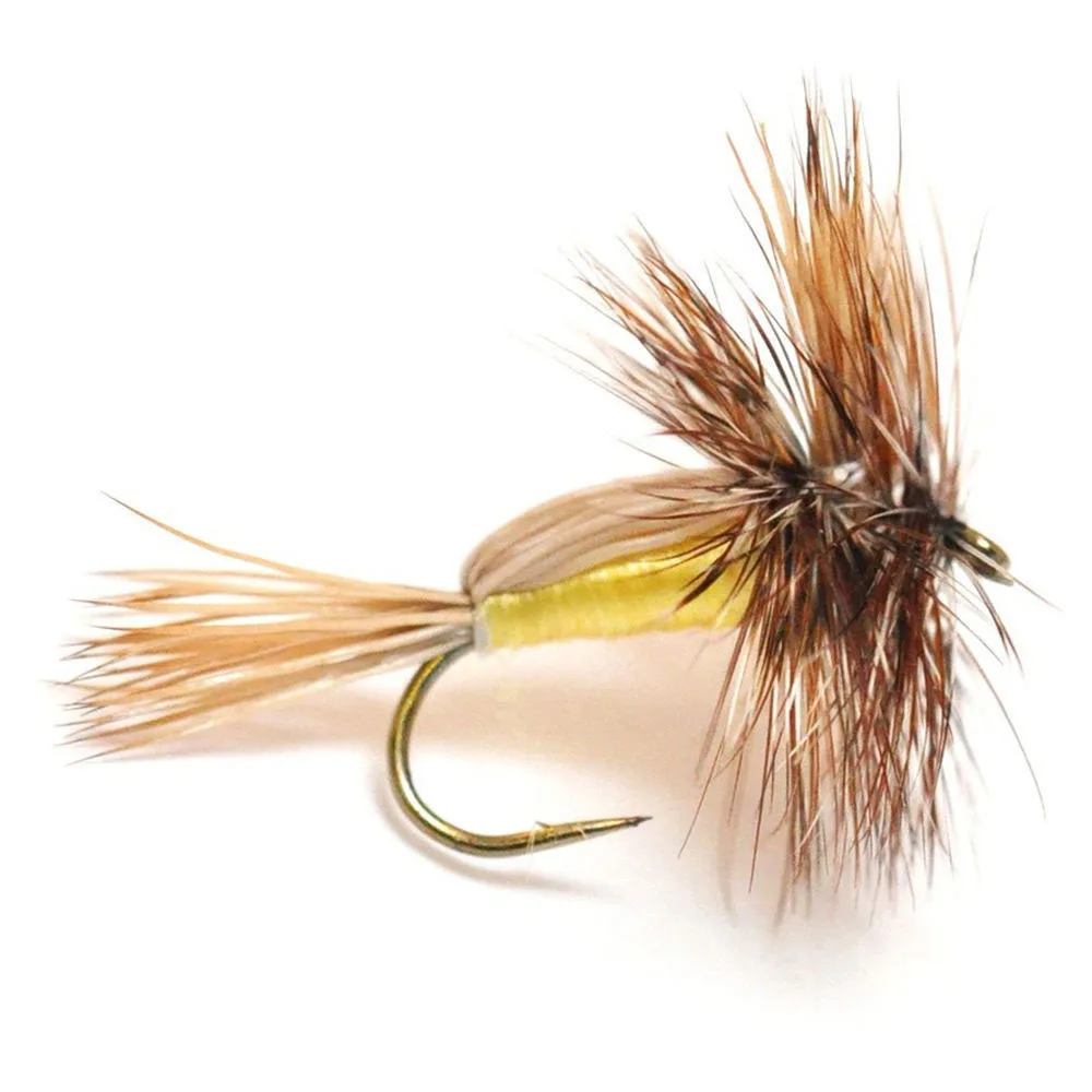 6pcs Aventik Humphy Yellow Dry Trout Caddis Flies Fly Fishing Flies