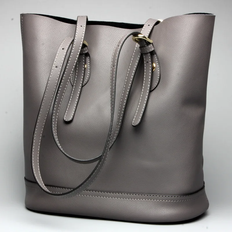 Women's new leather fashion bucket multi-color shoulder bag Cowhide leather shoulder casual high-capacity handbag