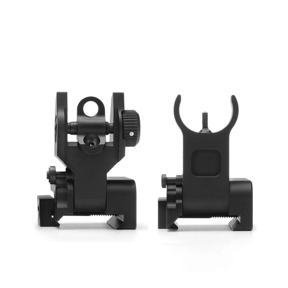 Low Profile Flip-up Metal Tactical Sight Folding Iron Sights Front Rear HuntSet